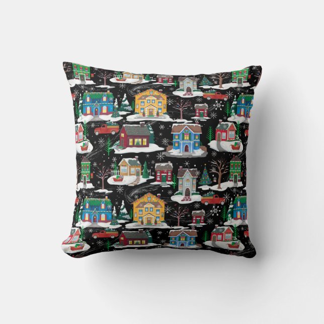 Weihnachtsdorf Print Holiday Kissen (Vorderseite)