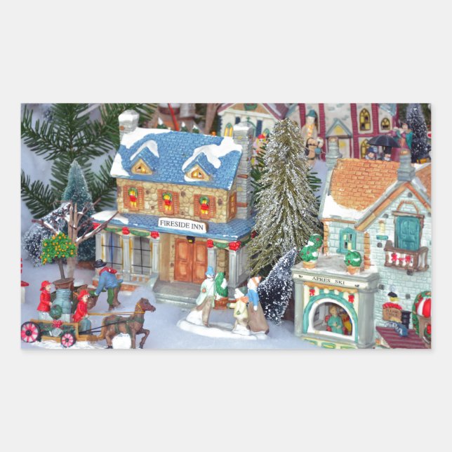 Weihnachtsdorf Rechteckiger Aufkleber (Vorderseite)