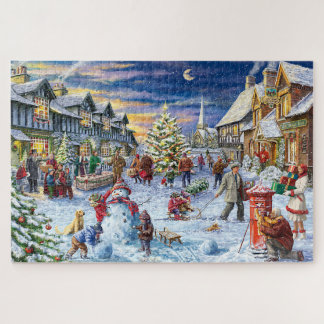 Weihnachtsdorf-Schneefall-Puzzle