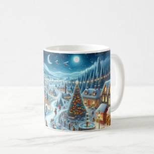 Weihnachtsdorf Snowy Scene Malerei Kaffeetasse