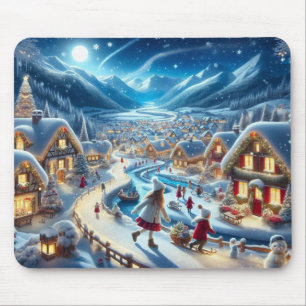 Weihnachtsdorf Snowy Scene Malerei Mousepad