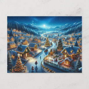 Weihnachtsdorf Snowy Scene Malerei Postkarte
