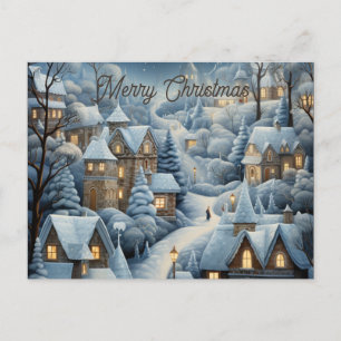Weihnachtsdorf-Szene Postkarte