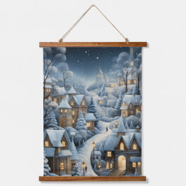 Weihnachtsdorf-Szene Wandteppich Mit Holzrahmen