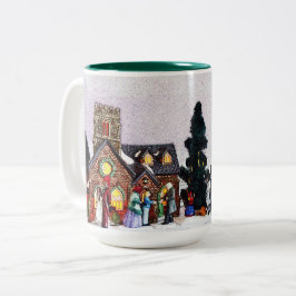 Weihnachtsdorf-Szene Zweifarbige Tasse