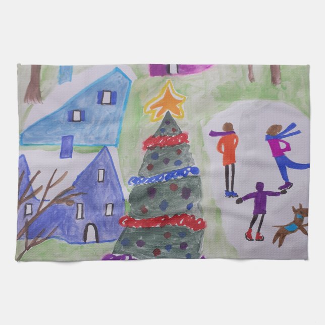 Weihnachtsdorf Tee Handtuch (Horizontal)
