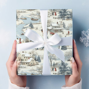 Weihnachtsdorf Vintag Rustikal Geschenkpapier Set