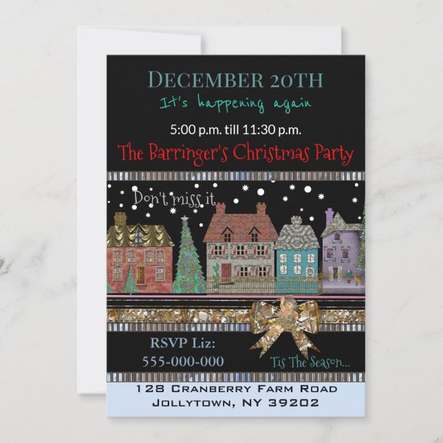 Weihnachtsdorf Weihnachten Party Einladung (Vorderseite)