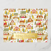 Weihnachtsdorf White Foil Weihnachtskarte