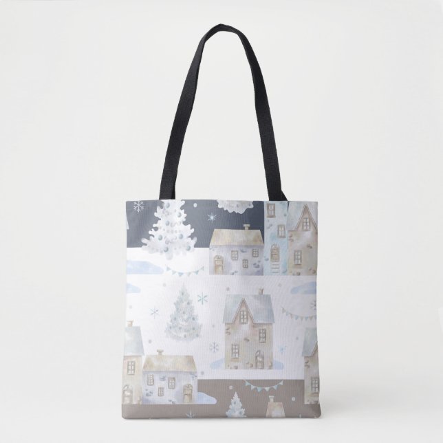 Weihnachtsdorf Winterurlaub Shopping Tasche (Vorderseite)