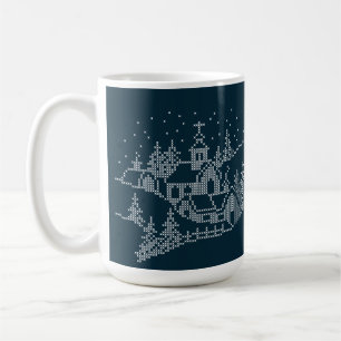 Weihnachtsdörfstickerei, heilige Nacht nordische Kaffeetasse