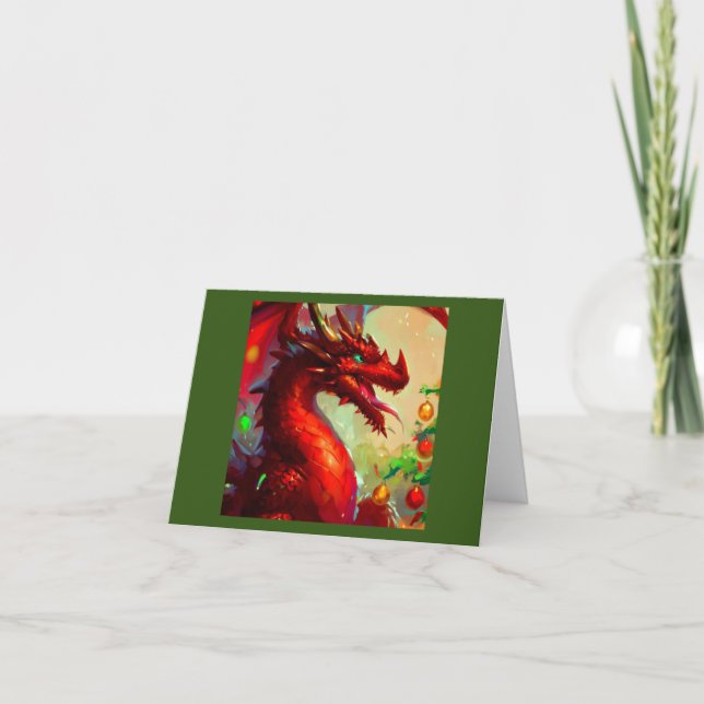 Weihnachtsdrache 1 feiertagskarte (Vorderseite)