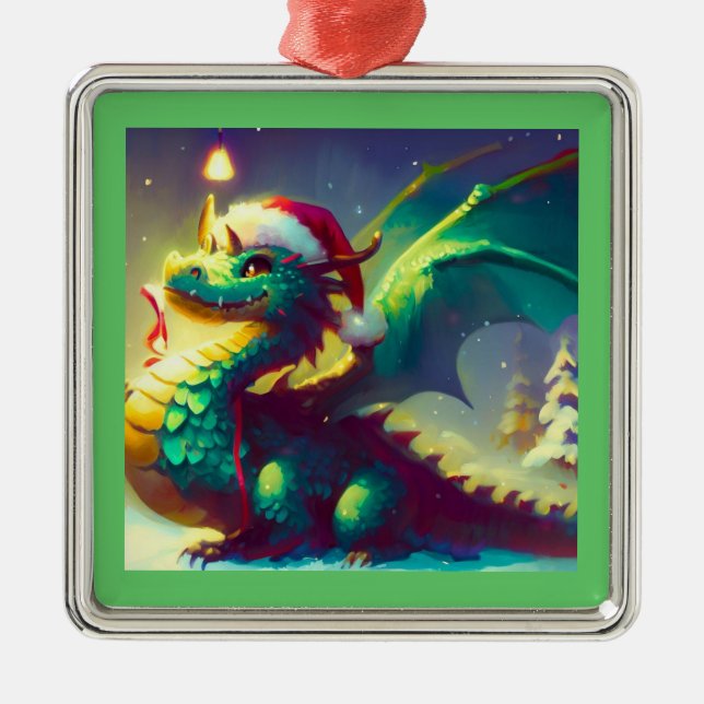 Weihnachtsdrache 3 ornament aus metall (Vorne)