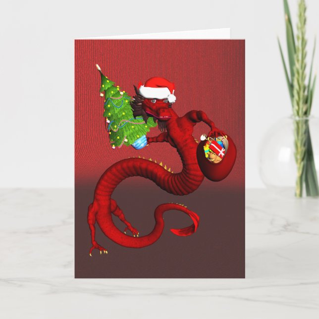 Weihnachtsdrache Feiertagskarte (Vorderseite)