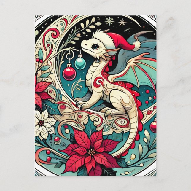 Weihnachtsdrache Feiertagspostkarte (Vorderseite)