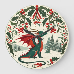 Weihnachtsdrache große wanduhr