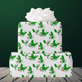 Weihnachtsdrache in Weihnachtsmannmützen Coole Fan Geschenkpapier