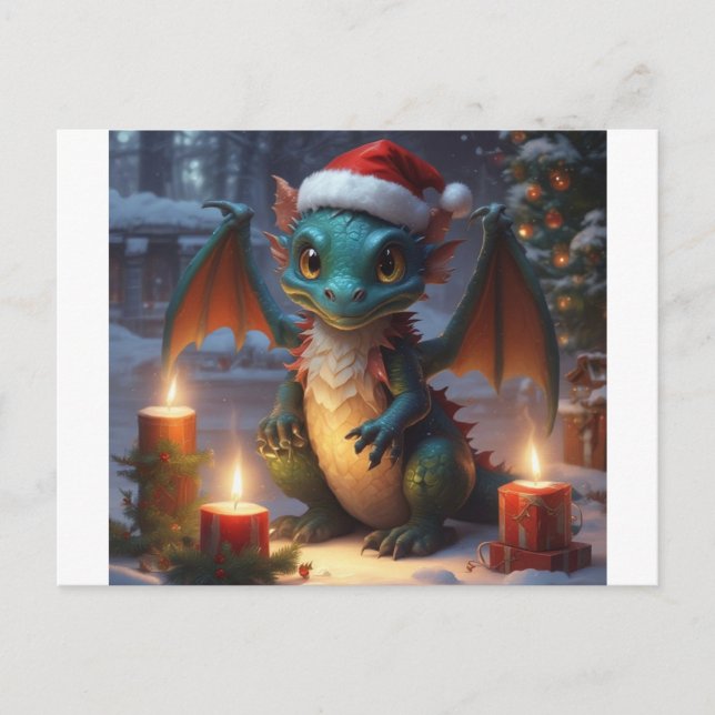 Weihnachtsdrache Postkarte (Vorderseite)