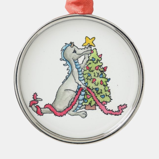 Weihnachtsdrache-Verzierung Ornament Aus Metall (Vorne)
