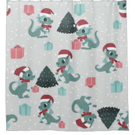 weihnachtsdrache weihnachten winter schnee süß xma duschvorhang