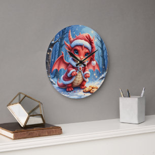 Weihnachtsdrache, zu süß zum Verhaften,  Große Wanduhr