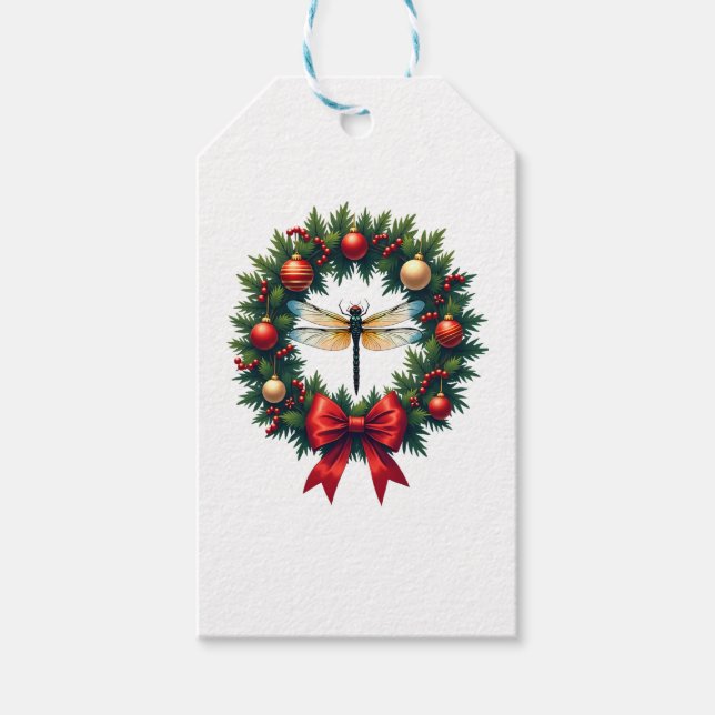 Weihnachtsdrachenfliege Geschenkanhänger (Vorderseite)