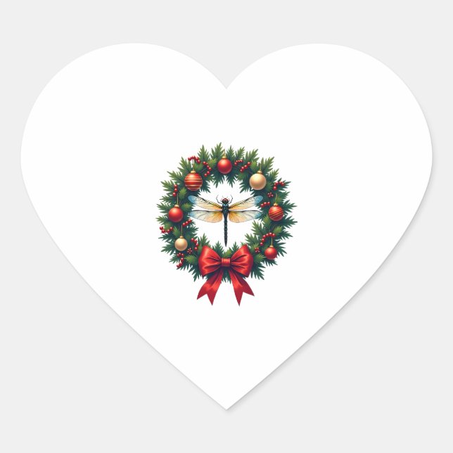 Weihnachtsdrachenfliege Herz-Aufkleber (Vorderseite)