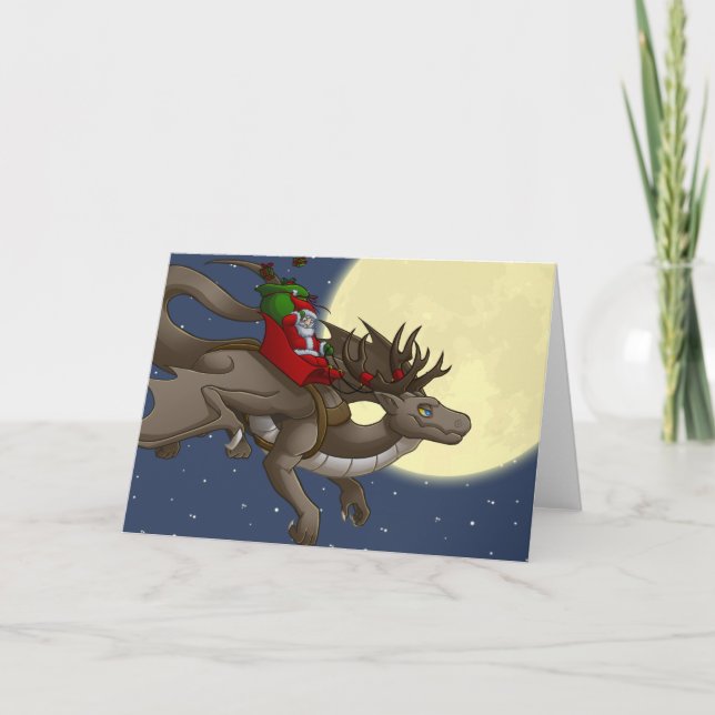 Weihnachtsdrachengrüßkarte Feiertagskarte (Vorderseite)
