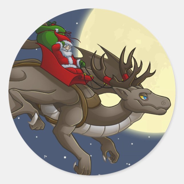 Weihnachtsdrachenheft Runder Aufkleber (Vorderseite)