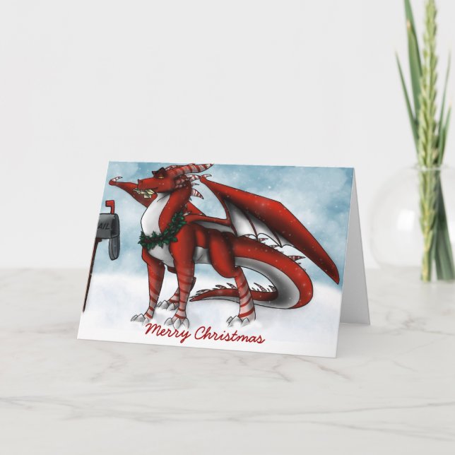 Weihnachtsdrachenkarte Feiertagskarte (Vorderseite)