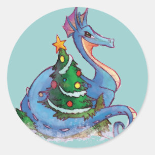 Weihnachtsdrachenklammer für Kinder Runder Aufkleber