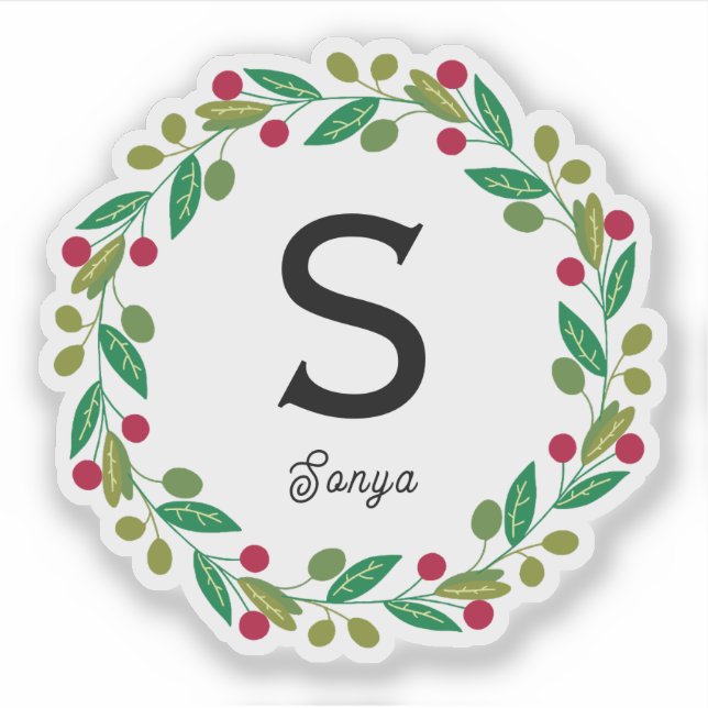 Weihnachtsdraht-Monogramm, Vinyl-Schnitt Aufkleber (Vorderseite)