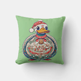 Weihnachtsduck mit einer Weihnachtsmannmütze Kissen