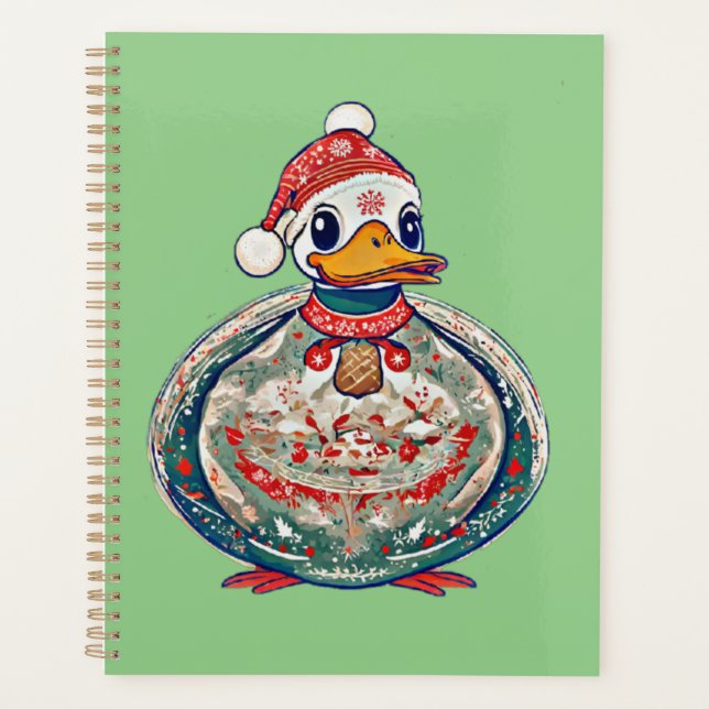 Weihnachtsduck mit einer Weihnachtsmannmütze Planer (Vorderseite)