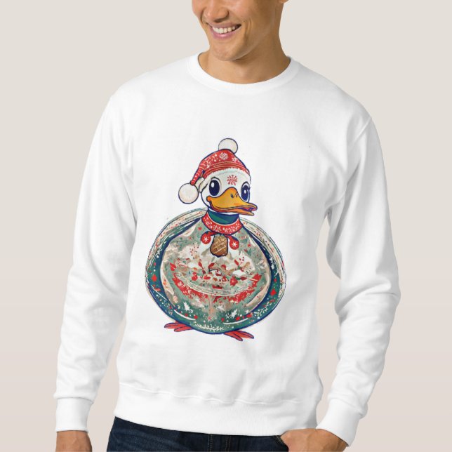 Weihnachtsduck mit einer Weihnachtsmannmütze Sweatshirt (Vorderseite)