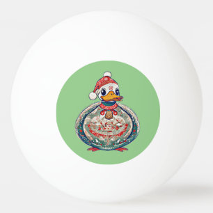 Weihnachtsduck mit einer Weihnachtsmannmütze Tischtennisball