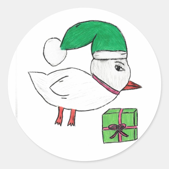 Weihnachtsduck Runder Aufkleber (Vorderseite)