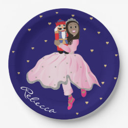 Weihnachtsdunkelhaarige Ballerina Clara Papierplat Pappteller