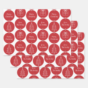 Weihnachtsdunkelrote Kreise - Kundenname Geschenkpapier Set