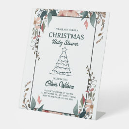 Weihnachtsdusche Blumenladen Weiß Rosa Sockelschild