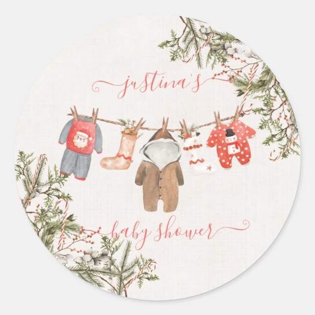 Weihnachtsdusche Runder Aufkleber (Vorderseite)