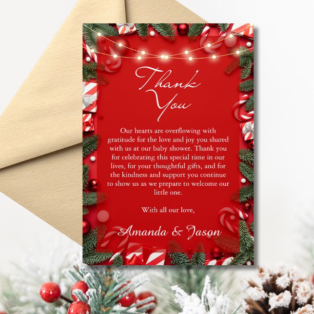Weihnachtsdusche Santa Baby Danke Karte (Santa Baby Christmas Baby Shower Thank You Card)