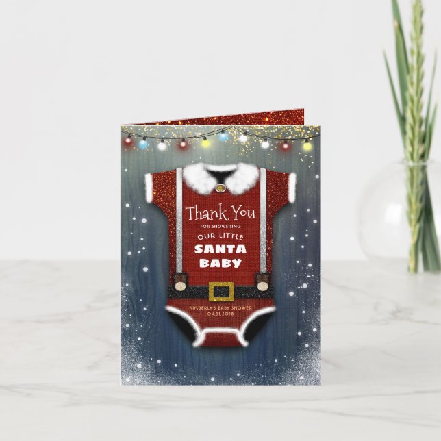 Weihnachtsdusche Santa Baby Vielen Dank Dankeskarte (Vorderseite)