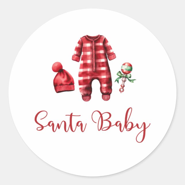 Weihnachtsdusche von Santa Baby Einladung Runder Aufkleber (Vorderseite)
