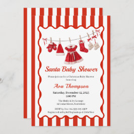 Weihnachtsdusche | Weihnachtskleidung rot/weiß Einladung