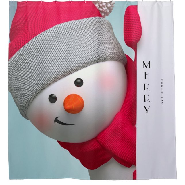 Weihnachtsduschvorhang-/frohe Weihnacht-Schneemann Duschvorhang (Vorderseite)