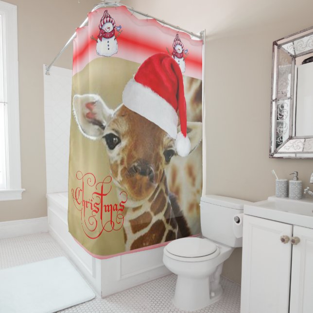 Weihnachtsduschvorhang Giraffe Duschvorhang (Beispiel)