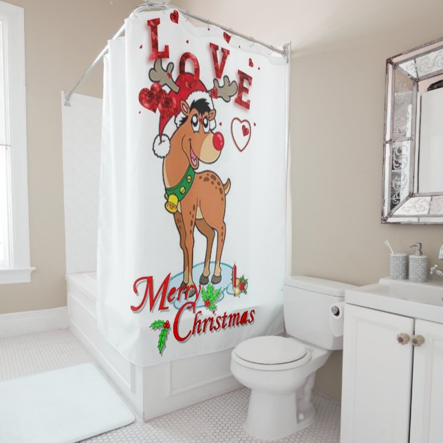 Weihnachtsduschvorhang, Rentier Duschvorhang (Beispiel)
