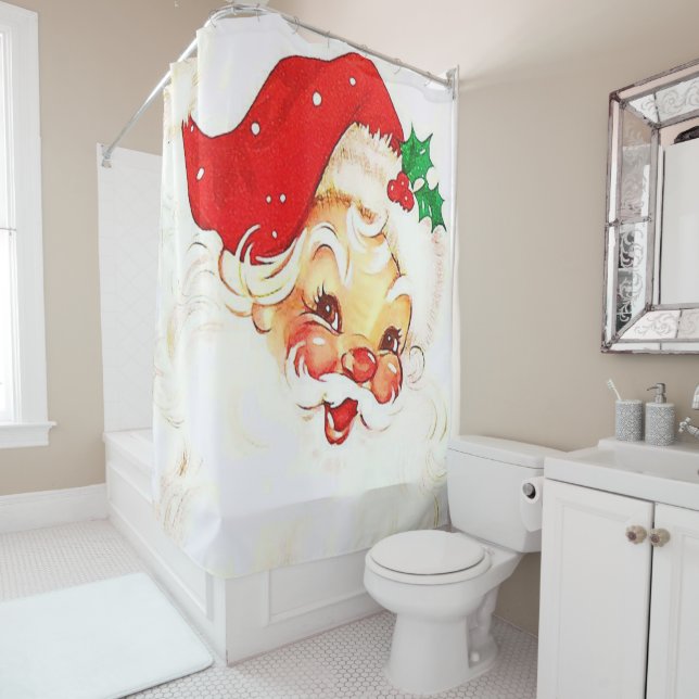 Weihnachtsduschvorhang, Santa Duschvorhang (Beispiel)