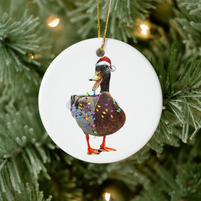 Weihnachtsdute mit Hut und Licht Keramik Ornament (Baum)